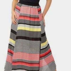 BB Dakota Red Yel Blk Striped Maxi Skirt Size 2X (2476)
